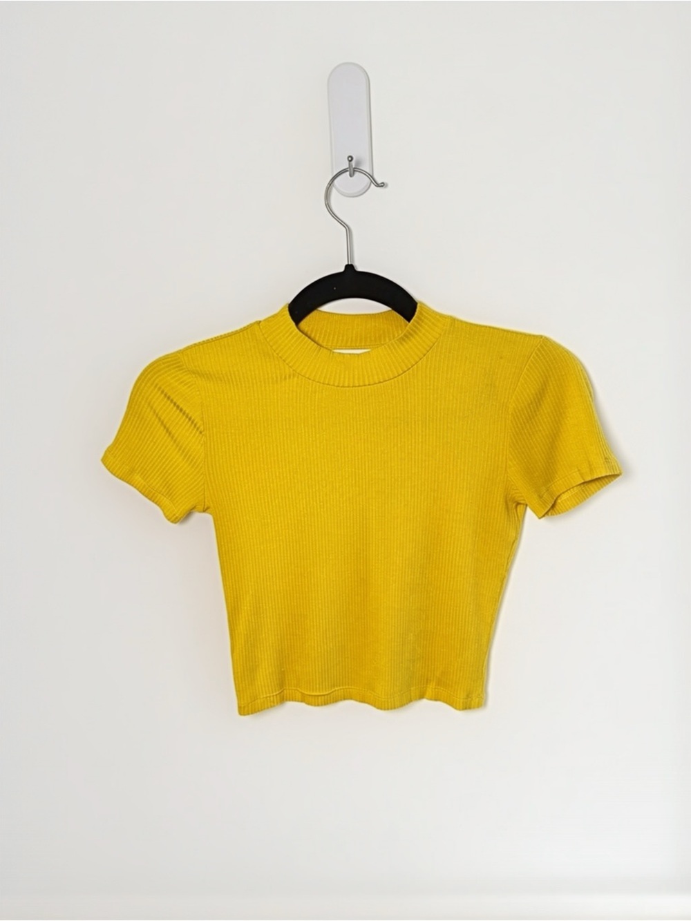 Y2K Wilfred Free Mock Neck Ribbed Crop Top | Mustard Yellow | XS - Picture 2 of 4